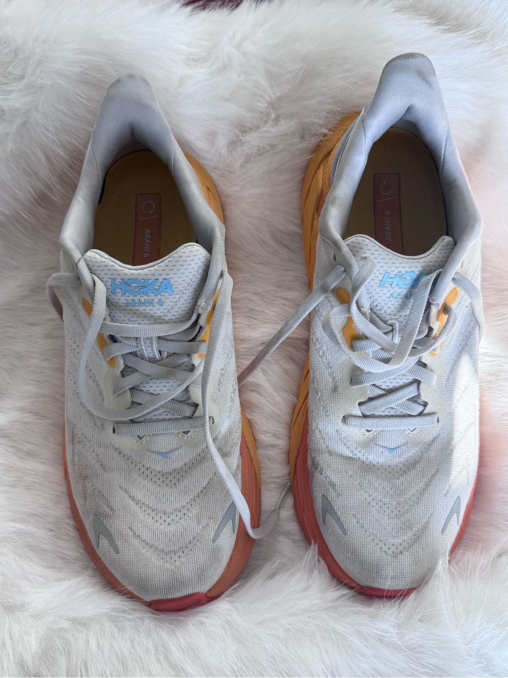 Hoka Women Gray with Orange & Coral Gradient Running Sneakers